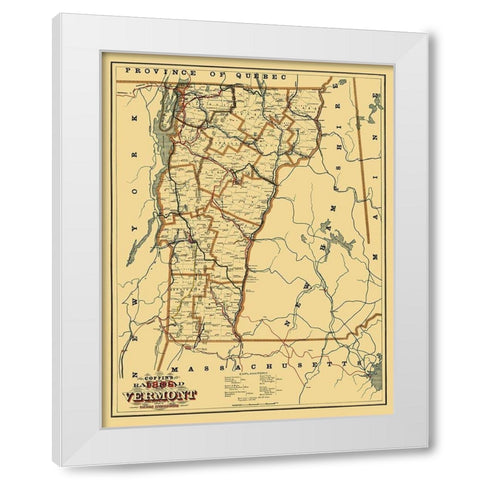 Vermont Railroads - Coffins 1896 White Modern Wood Framed Art Print by Coffins