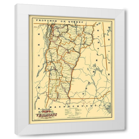 Vermont - Coffin 1896  White Modern Wood Framed Art Print by Coffin