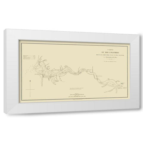 Columbia River, Oregon, Washington - Bertrand 1844 White Modern Wood Framed Art Print by Bertrand