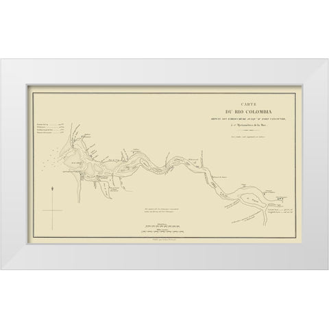 Columbia River, Oregon, Washington - Bertrand 1844 White Modern Wood Framed Art Print by Bertrand