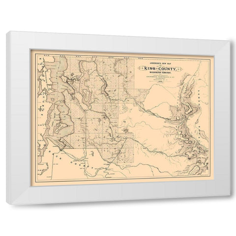 King County Washington - Anderson 1888  White Modern Wood Framed Art Print by Anderson