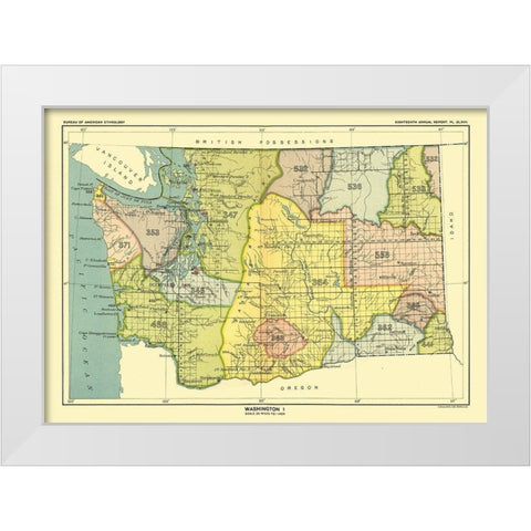 Washington - Olympia - Hoen 1896 White Modern Wood Framed Art Print by Hoen