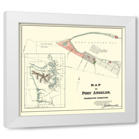 Port Angeles Washington - Ware 1891 White Modern Wood Framed Art Print by Ware