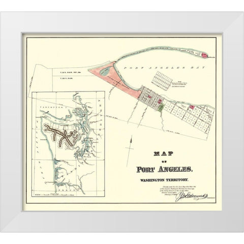 Port Angeles Washington - Ware 1891 White Modern Wood Framed Art Print by Ware
