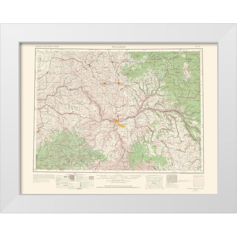 Pullman Washington Idaho Quad - USGS 1963 White Modern Wood Framed Art Print by USGS