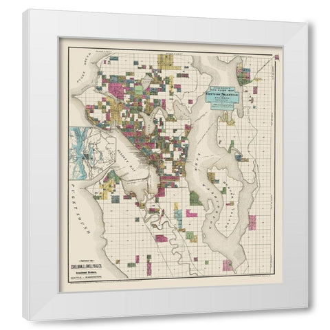 Seattle Washington Landowner - Anderson 1890 White Modern Wood Framed Art Print by Anderson