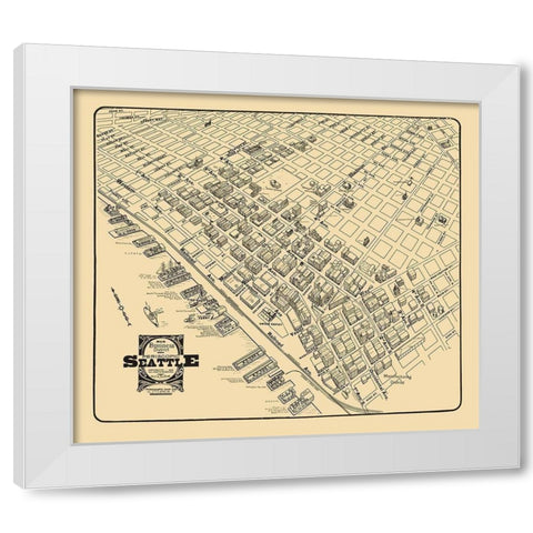 Business District Seattle Washington - Tulloch White Modern Wood Framed Art Print by Tulloch
