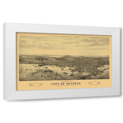 Seattle Washington - Glover 1878 White Modern Wood Framed Art Print by Glover