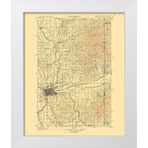 Spokane Washington Quad - USGS 1901 White Modern Wood Framed Art Print by USGS