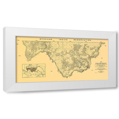 Spokane Indian Reservation - Manning 1910 White Modern Wood Framed Art Print by Manning