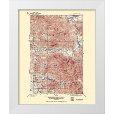 Stillaguamish Washington Quad - USGS 1899 White Modern Wood Framed Art Print by USGS