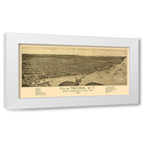 Tacoma Washington -1885 White Modern Wood Framed Art Print by Unknown