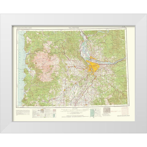 Vancouver Washington Oregon Quad - USGS 1964 White Modern Wood Framed Art Print by USGS