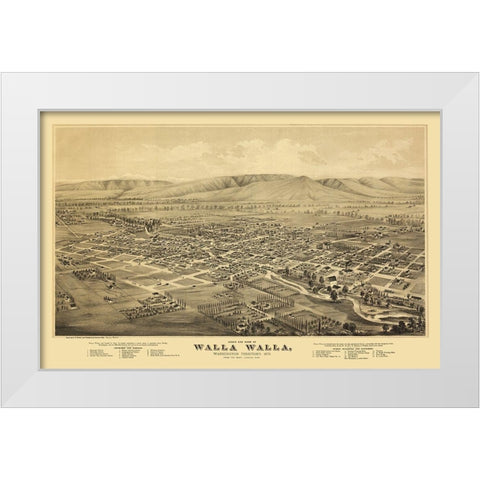 Walla Walla Washington - Everts 1876 White Modern Wood Framed Art Print by Everts