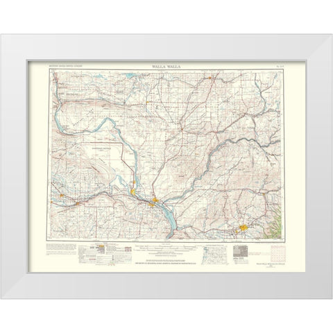 Walla Walla Washington Quad - USGS 1964 White Modern Wood Framed Art Print by USGS