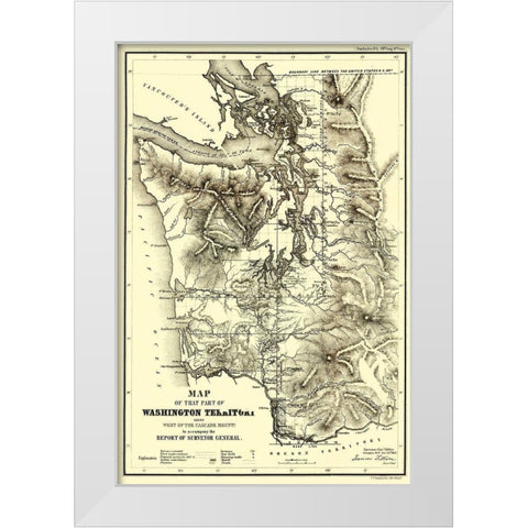 Washington Territory - West of Cascades - Duval White Modern Wood Framed Art Print by Duval
