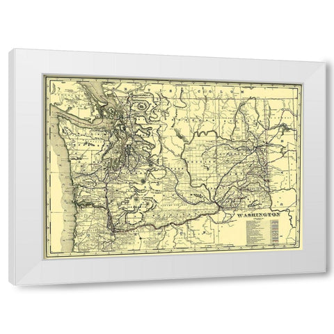 Washington Railroads - 1892 White Modern Wood Framed Art Print by Unknown