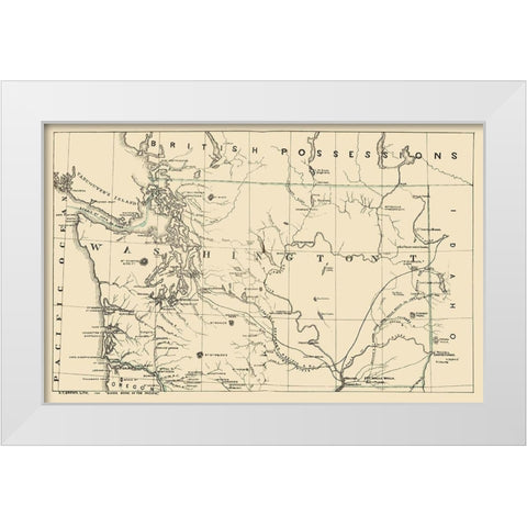 Washington - Brown 1865 White Modern Wood Framed Art Print by Brown