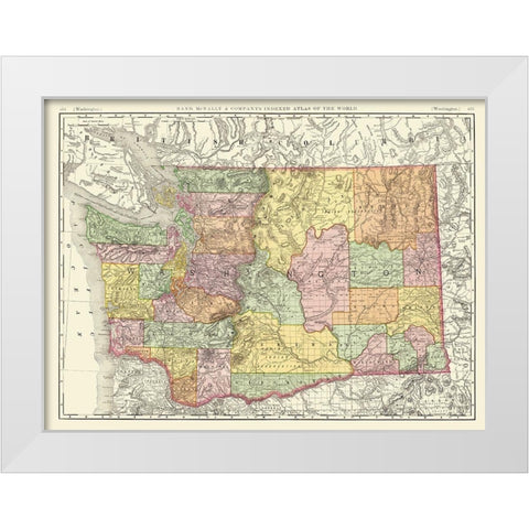 Washington - Rand McNally 1880 White Modern Wood Framed Art Print by Rand McNally