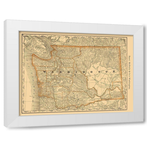 Washington - Rand McNally 1879 White Modern Wood Framed Art Print by Rand McNally