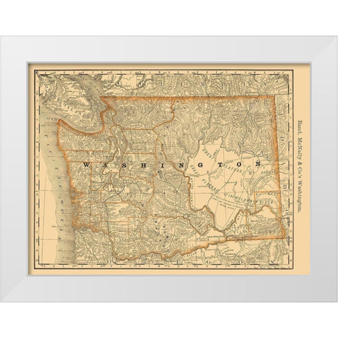Washington - Rand McNally 1879 White Modern Wood Framed Art Print by Rand McNally