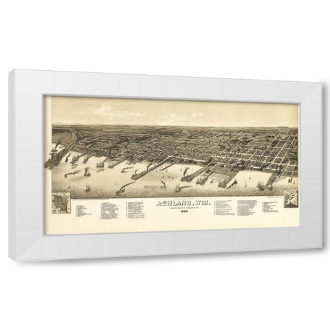 Ashland Wisconsin - Norris 1886  White Modern Wood Framed Art Print by Norris
