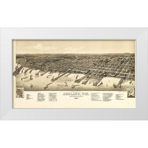 Ashland Wisconsin - Norris 1886  White Modern Wood Framed Art Print by Norris