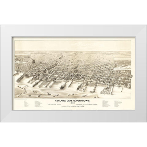 Ashland Wisconsin - Pauli 1890  White Modern Wood Framed Art Print by Pauli