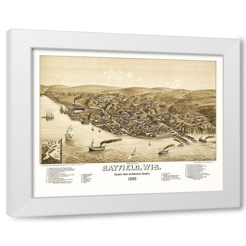 Bayfield Wisconsin - Norris 1886  White Modern Wood Framed Art Print by Norris