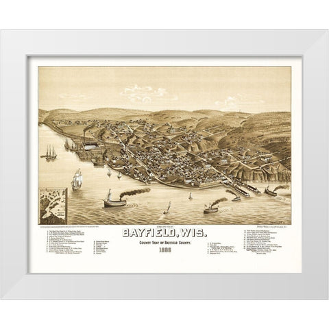 Bayfield Wisconsin - Norris 1886  White Modern Wood Framed Art Print by Norris