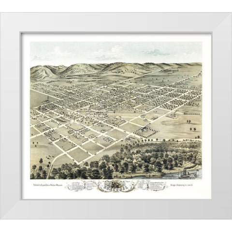 Boscobel Wisconsin - Stoner 1869  White Modern Wood Framed Art Print by Stoner