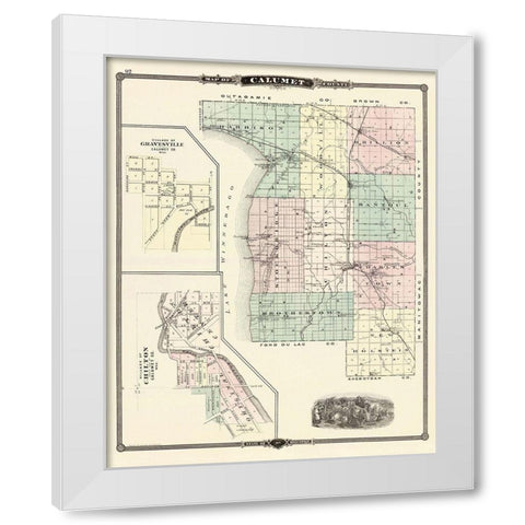 Calumet Wisconsin Landowner - Snyder 1878 White Modern Wood Framed Art Print by Snyder