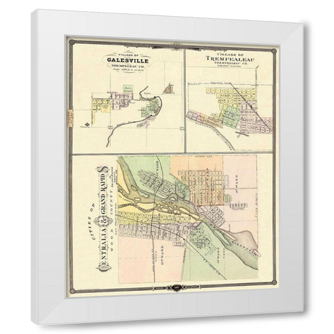 Centralia, Grand Rapids Wisconsin - Snyder 1878 White Modern Wood Framed Art Print by Snyder