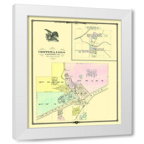 Chippewa Falls Wisconsin Landowner - Snyder 1878 White Modern Wood Framed Art Print by Snyder