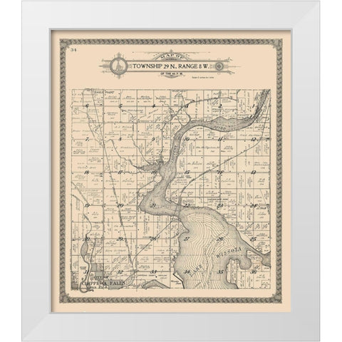 Chippewa Falls - Township 29 N., Range 8 W. White Modern Wood Framed Art Print by Unknown