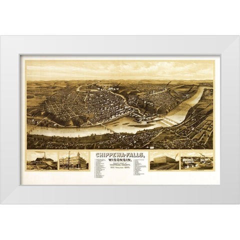 Chippewa Wisconsin - Wellge 1907  White Modern Wood Framed Art Print by Wellge