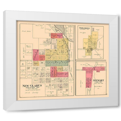 New Glarus, Twin Grove, Stewart  Wisconsin White Modern Wood Framed Art Print by Ogle