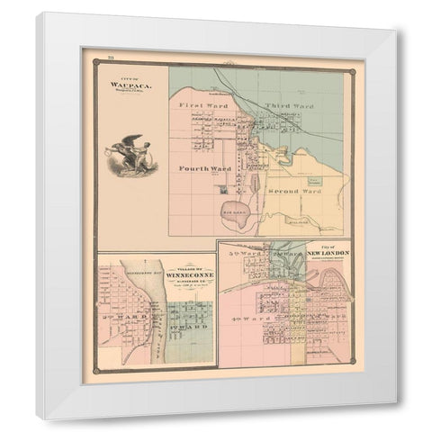 Waupaca, New London, Winneconne Wisconsin White Modern Wood Framed Art Print by Snyder