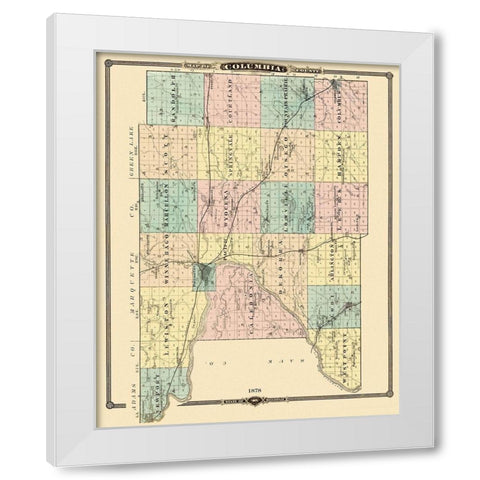 Columbia Wisconsin Landowner - Snyder 1878 White Modern Wood Framed Art Print by Snyder