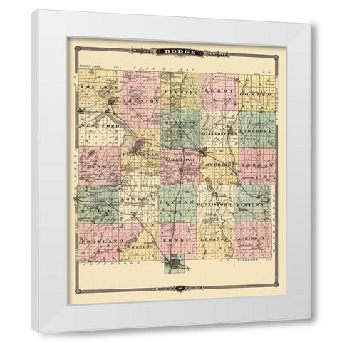Dodge Wisconsin Landowner - Snyder 1878 White Modern Wood Framed Art Print by Snyder