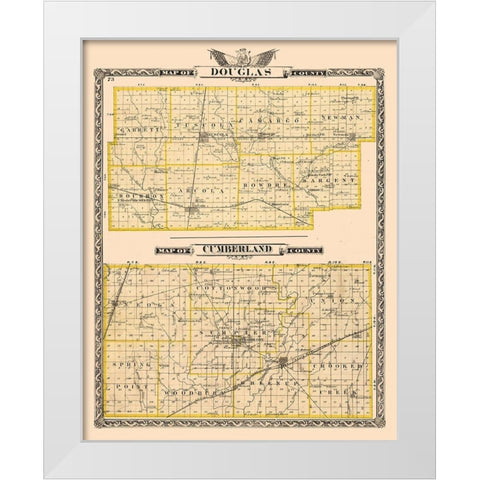 Douglas  Cumberland County  Wisconsin - Beers 1876 White Modern Wood Framed Art Print by Beers