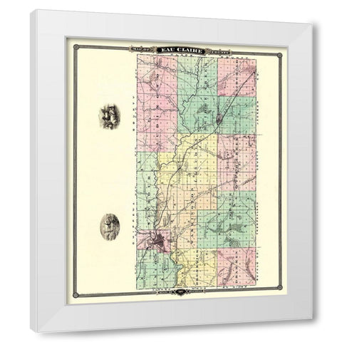 Eau Claire Wisconsin Landowner - Snyder 1878 White Modern Wood Framed Art Print by Snyder