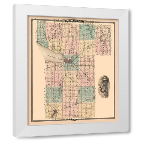 Fond du Lac  Wisconsin - Snyder 1848 White Modern Wood Framed Art Print by Snyder