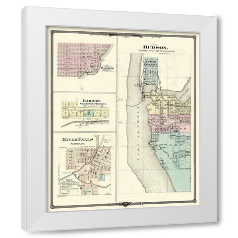 Hudson, Bayfield, River Falls Wisconsin White Modern Wood Framed Art Print by Snyder
