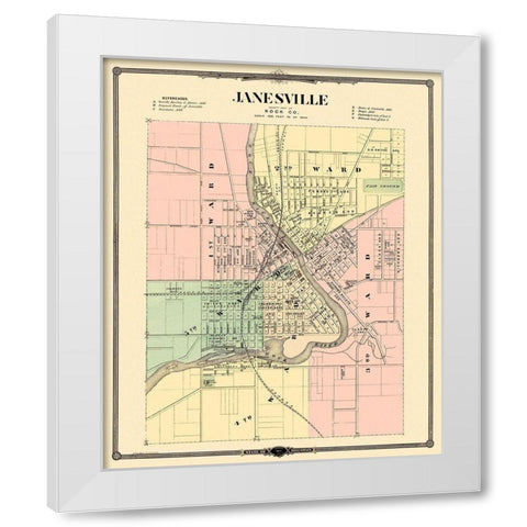 Janesville Wisconsin Landowner - Snyder 1878 White Modern Wood Framed Art Print by Snyder