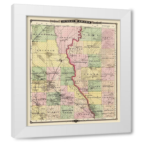 Juneau  Adams Wisconsin Landowner - Snyder 1878 White Modern Wood Framed Art Print by Snyder