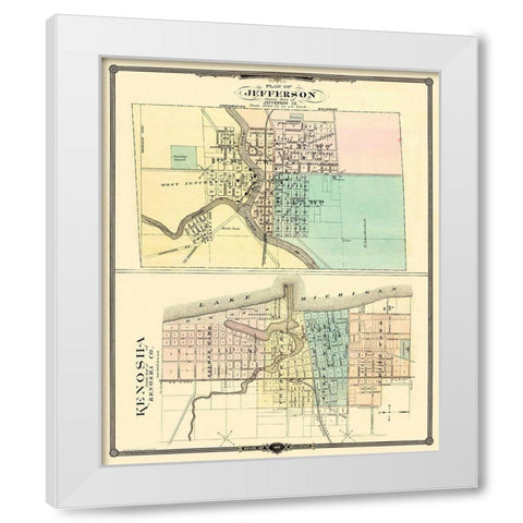 Kenosha, Jefferson Wisconsin - Snyder 1878 White Modern Wood Framed Art Print by Snyder