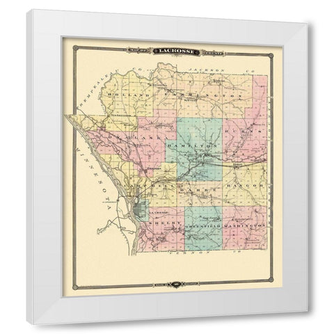 La Crosse Wisconsin Landowner - Snyder 1878 White Modern Wood Framed Art Print by Snyder