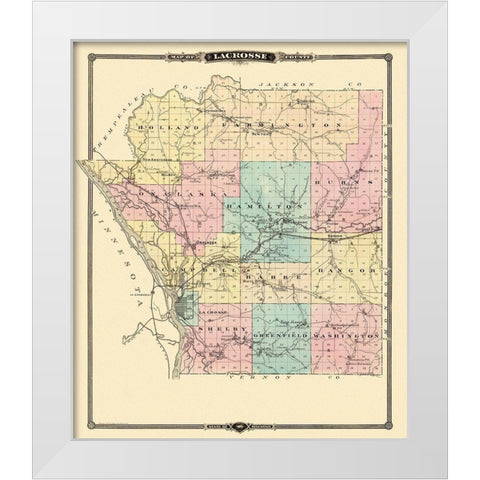 La Crosse Wisconsin Landowner - Snyder 1878 White Modern Wood Framed Art Print by Snyder