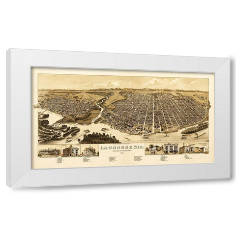 La Crosse Wisconsin - Wellge 1887  White Modern Wood Framed Art Print by Wellge